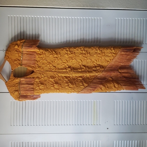 Vintage Pegah Fashions yellow dress, size 14. - Picture 5 of 7